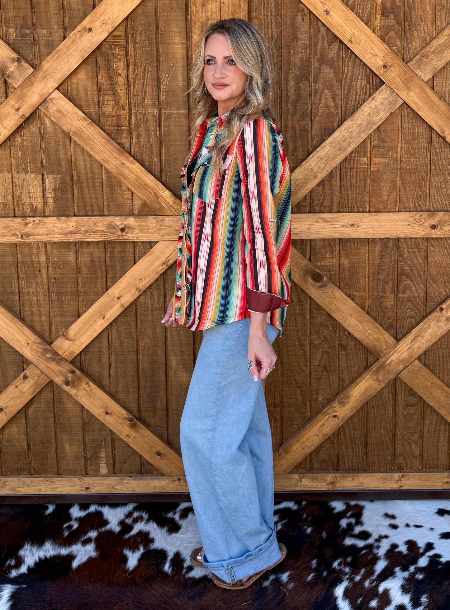 Serape Sunrise Button-Up Top
