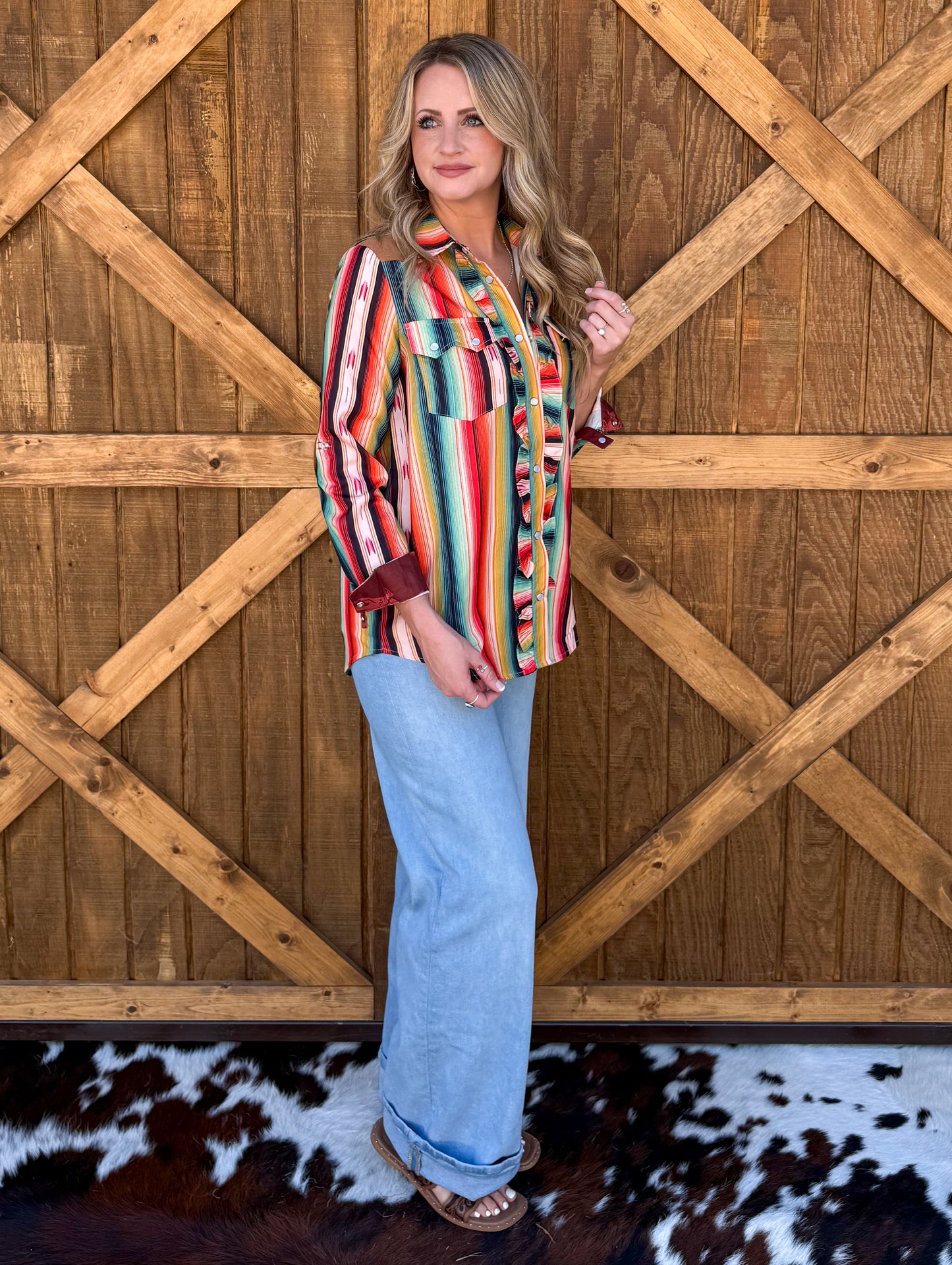 Serape Sunrise Button-Up Top