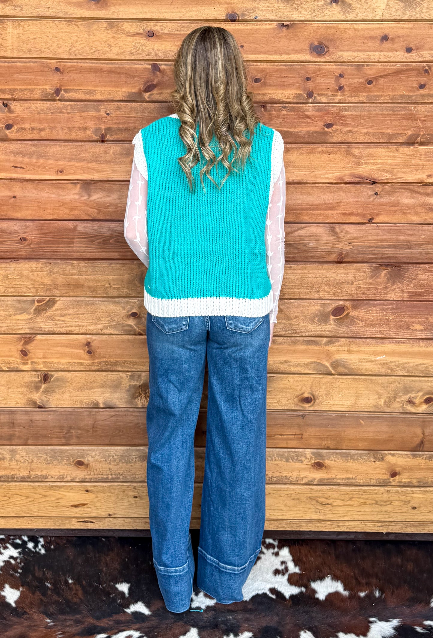 Turquoise Cactus Sweater Vest