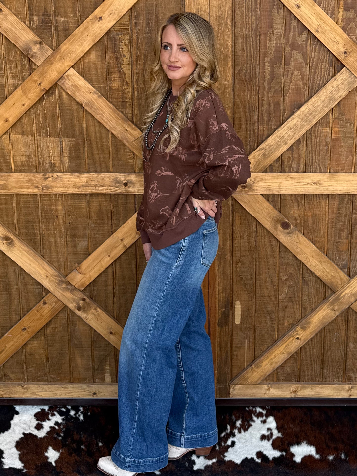 Cozy Cowboy Desert Sweatshirt *Brown