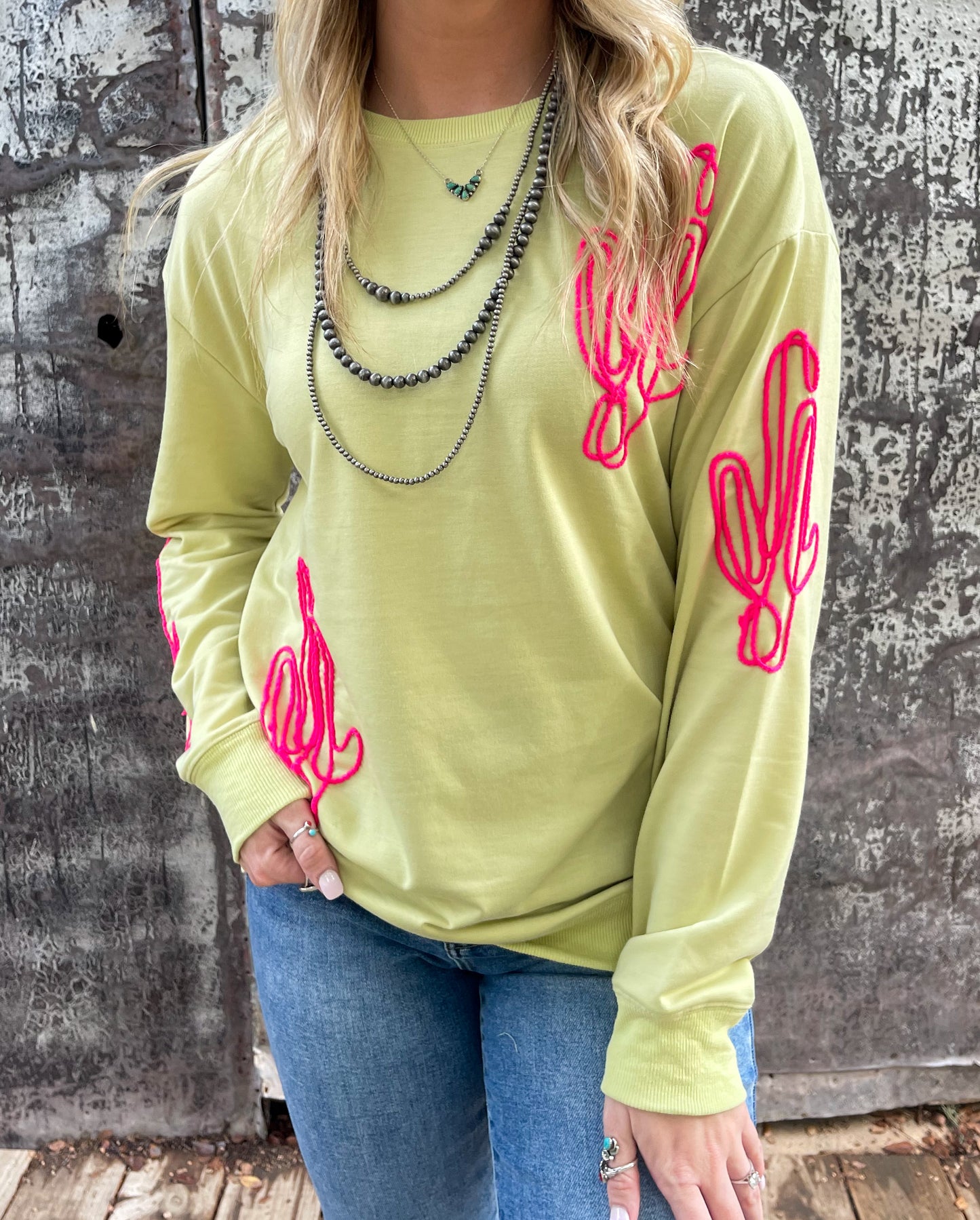 Cactus Rope Embroidered Top/Sweatshirt