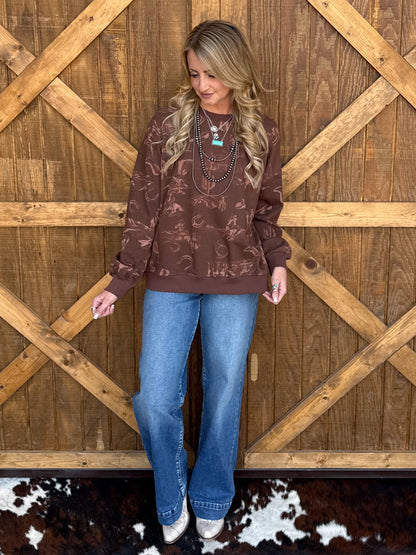Cozy Cowboy Desert Sweatshirt *Brown