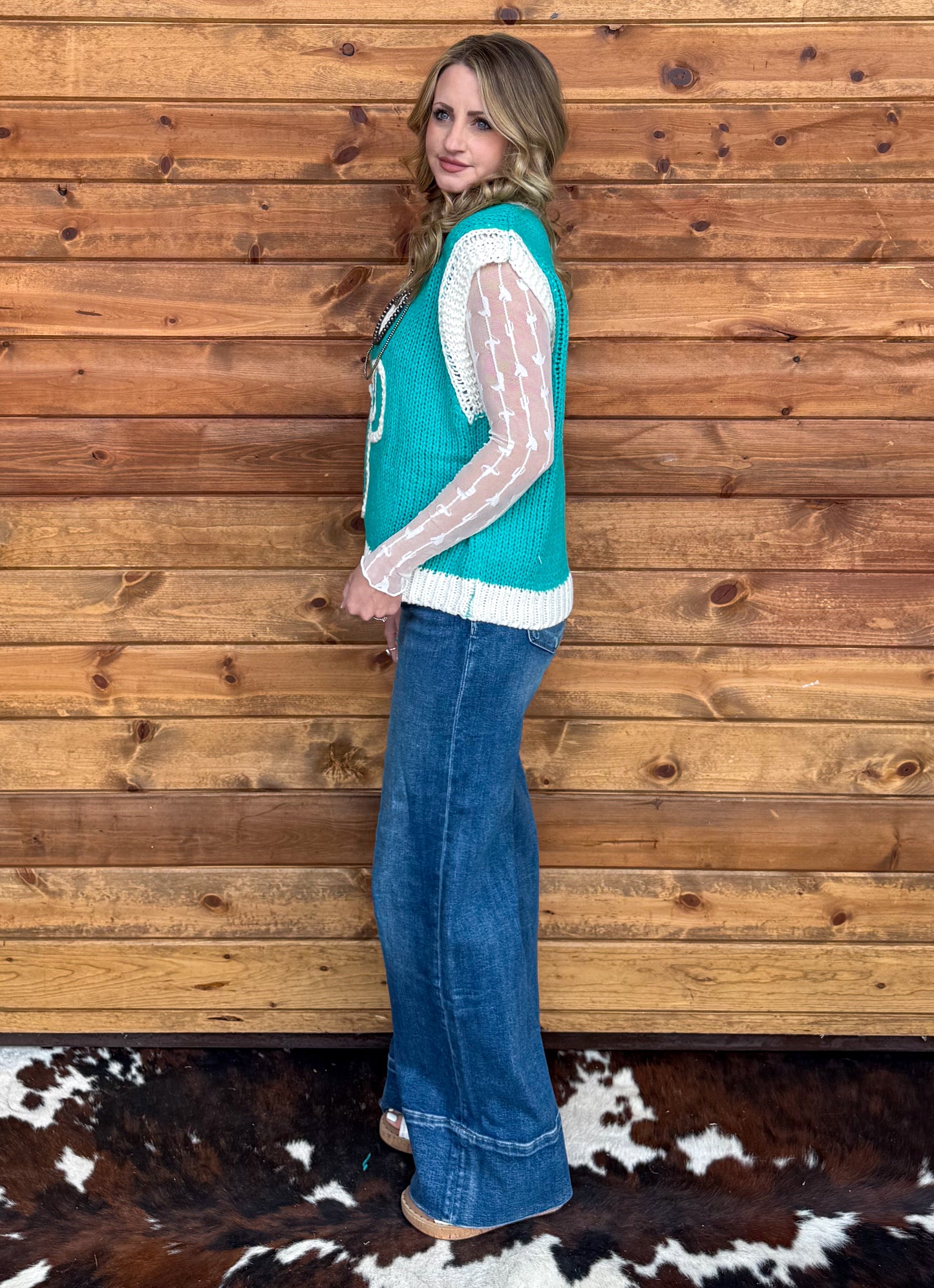 Turquoise Cactus Sweater Vest