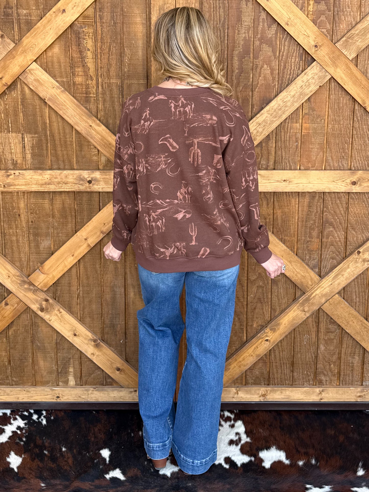 Cozy Cowboy Desert Sweatshirt *Brown
