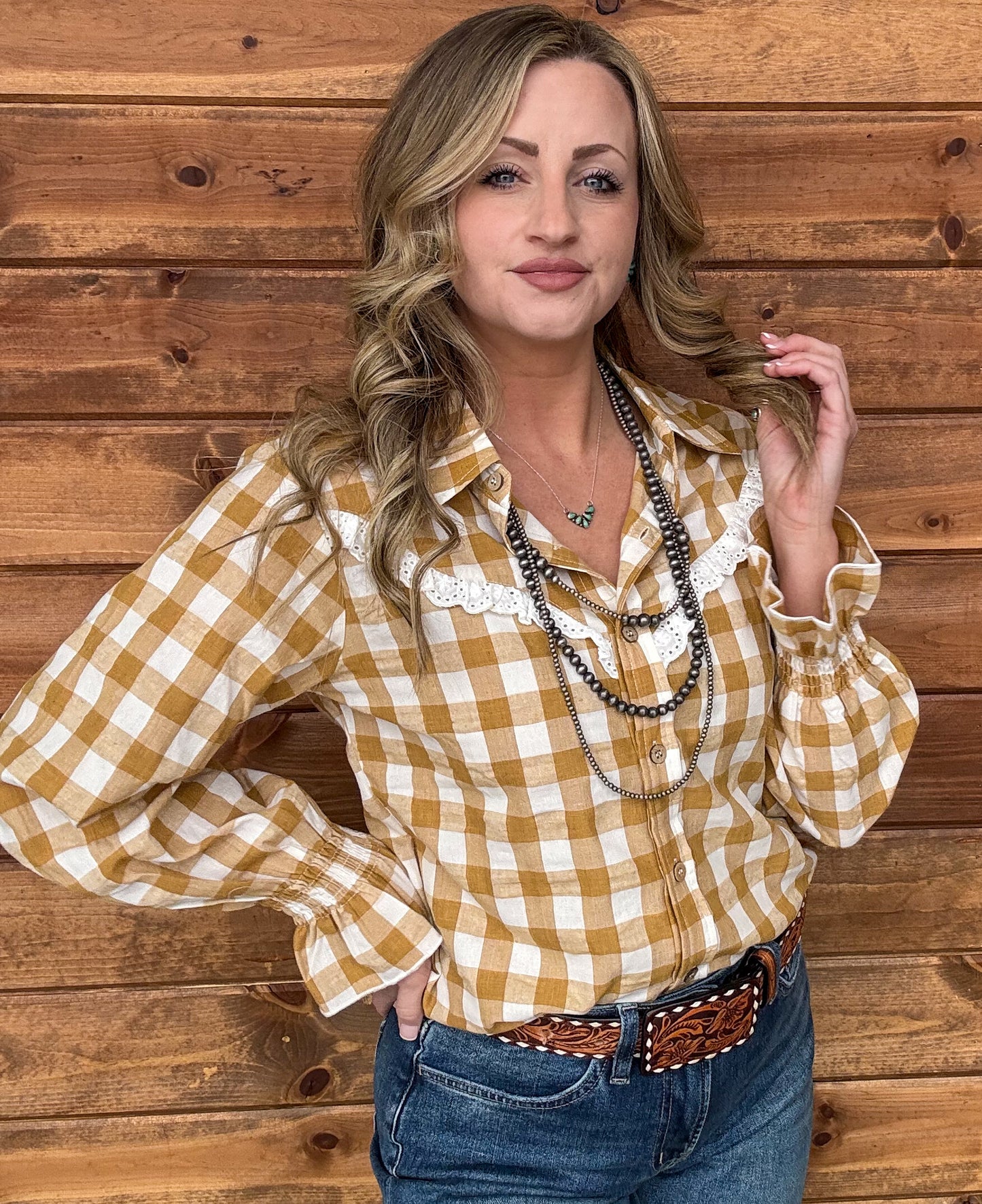 The Rita Gingham Blouse