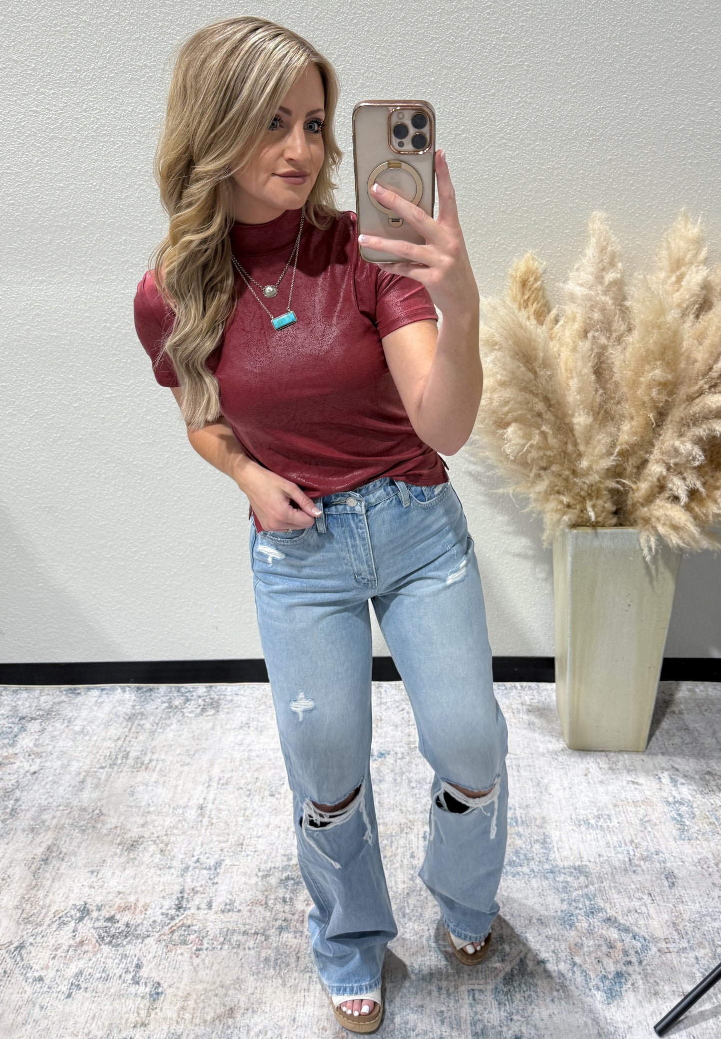 Leather Feelz Top *Burgundy