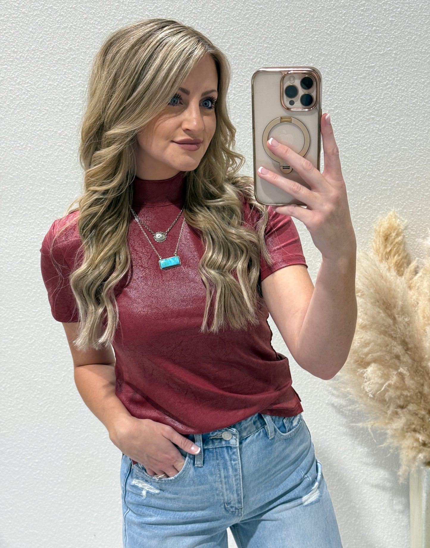 Leather Feelz Top *Burgundy