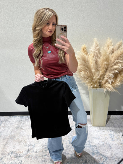 Leather Feelz Top *Burgundy