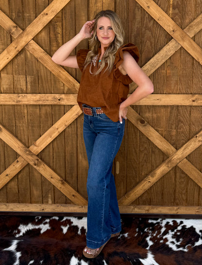 Bella Embroidered Blouse *Camel