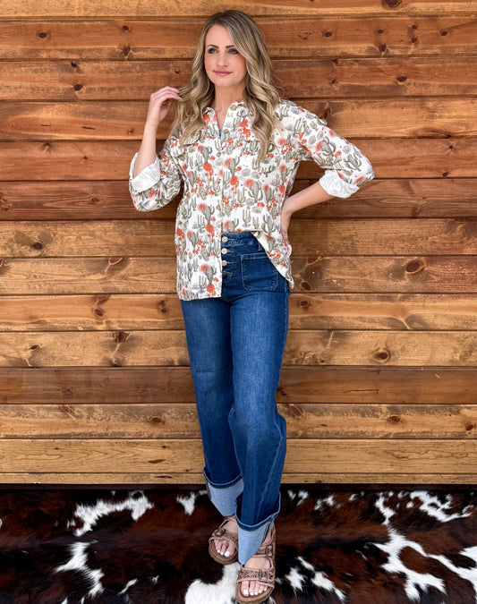 Cactus Button-Up Top