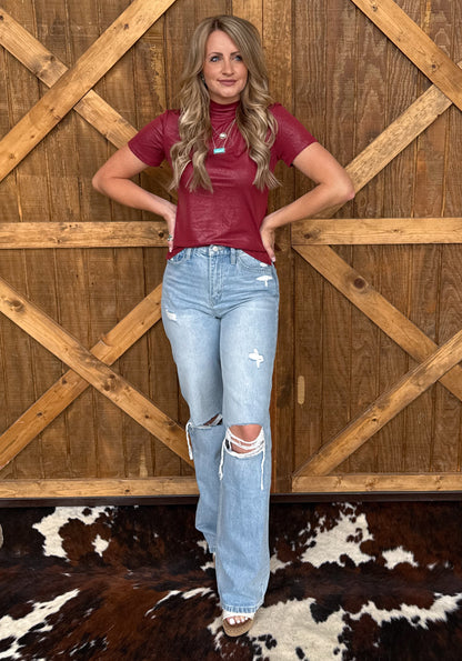 Leather Feelz Top *Burgundy