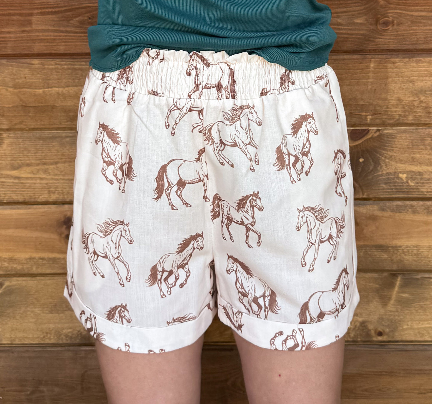 Cream Horses Shorts