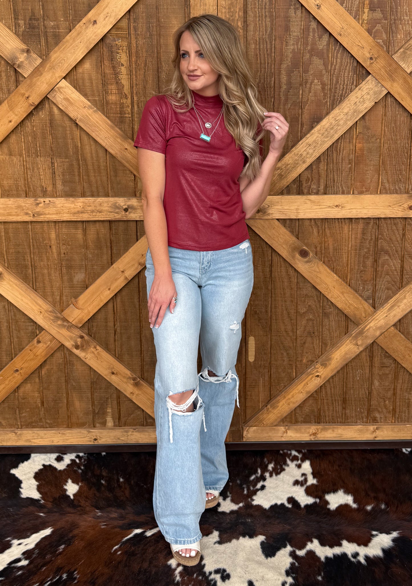 Leather Feelz Top *Burgundy