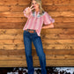 Western Horse Gingham Blouse