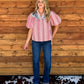Western Horse Gingham Blouse