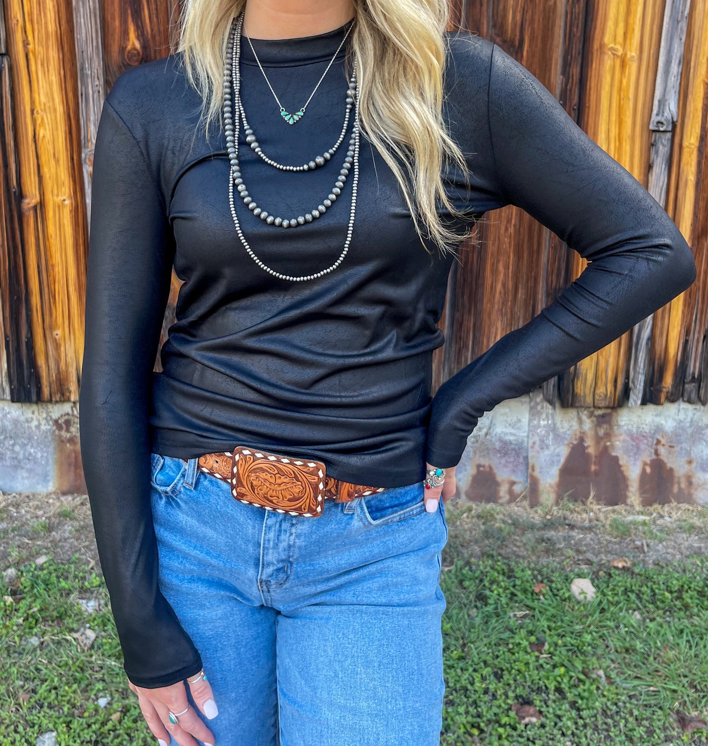 Leddy Leather Top *Midnight