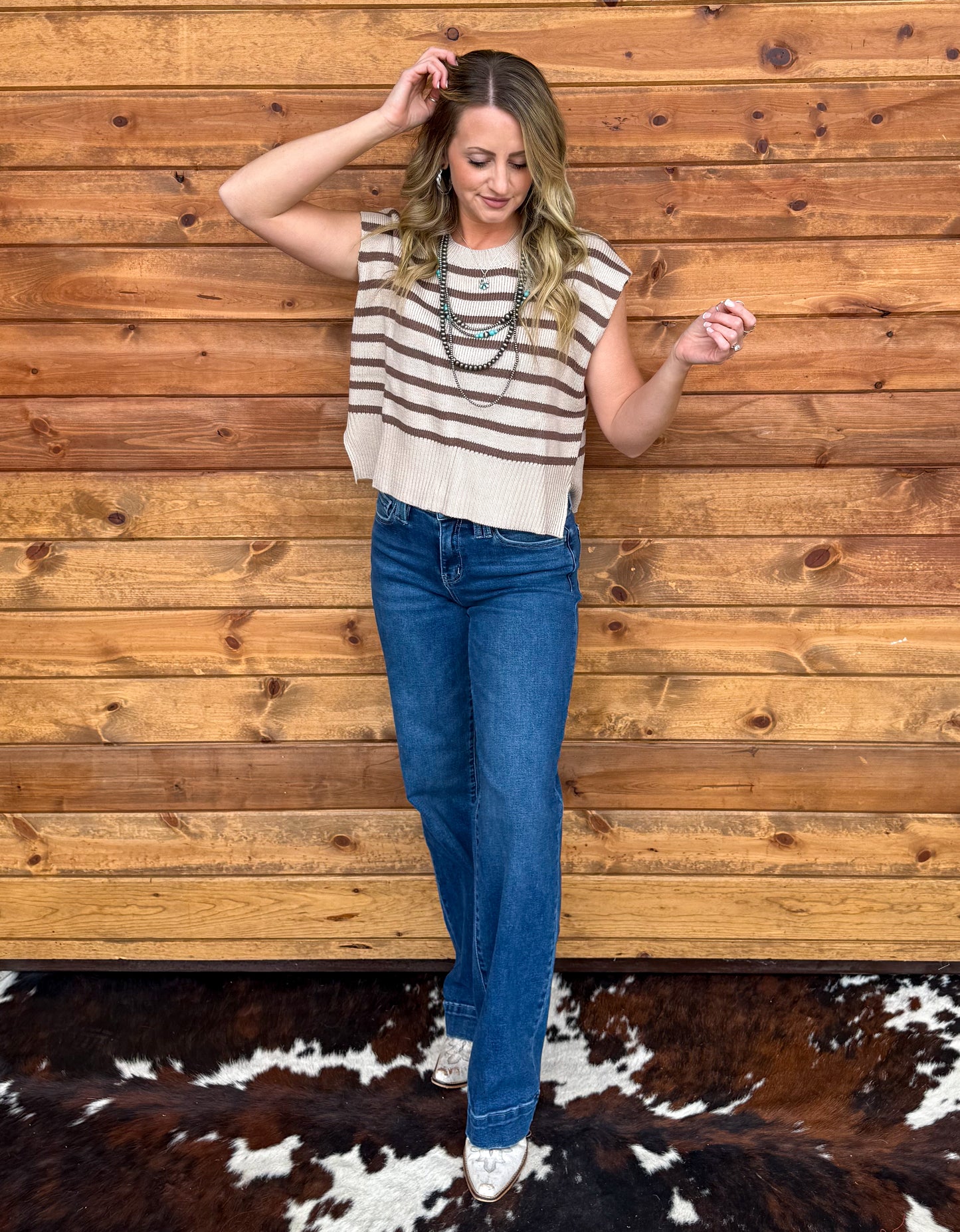 Cowgirl Basic Striped Sweater Top