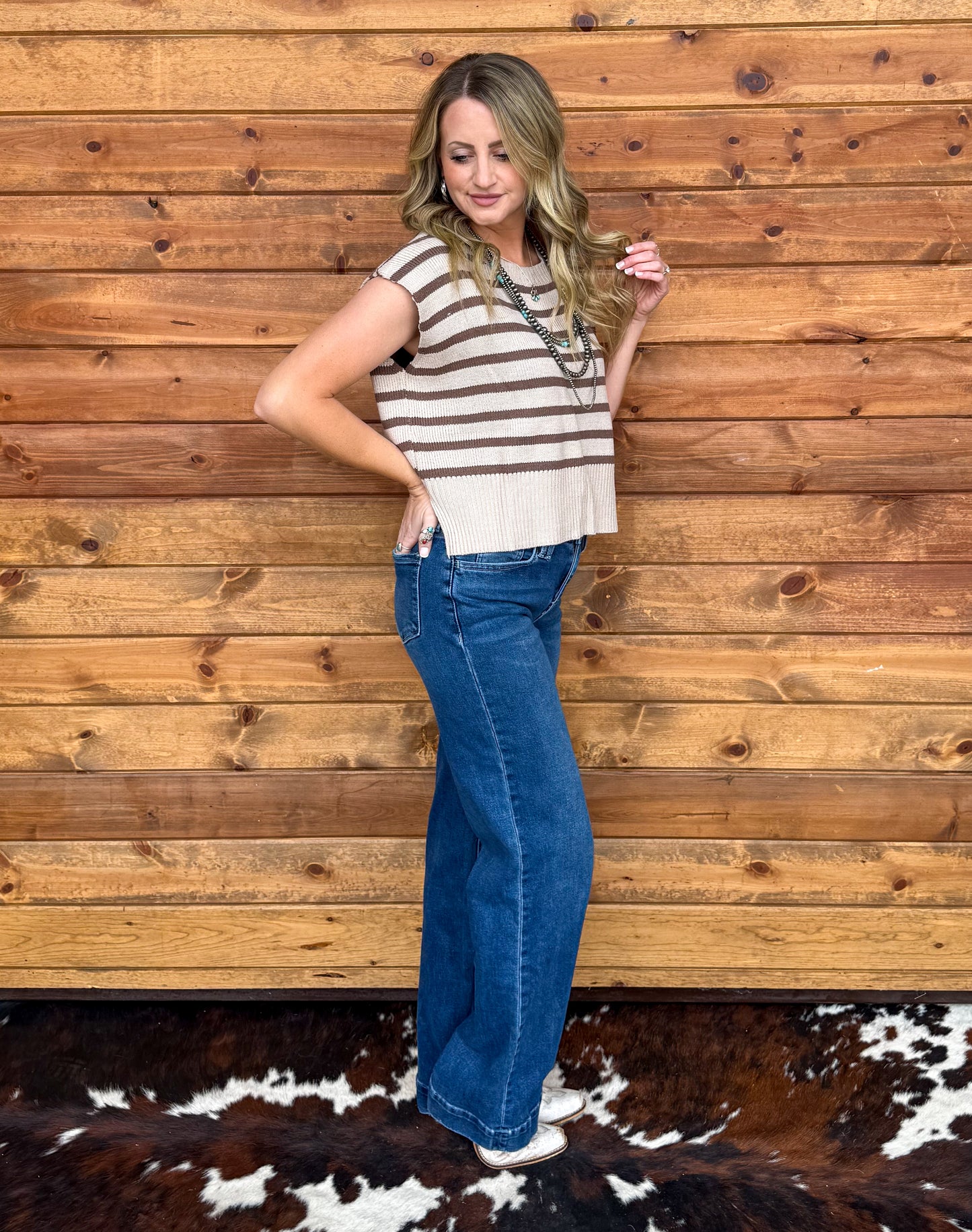 Cowgirl Basic Striped Sweater Top