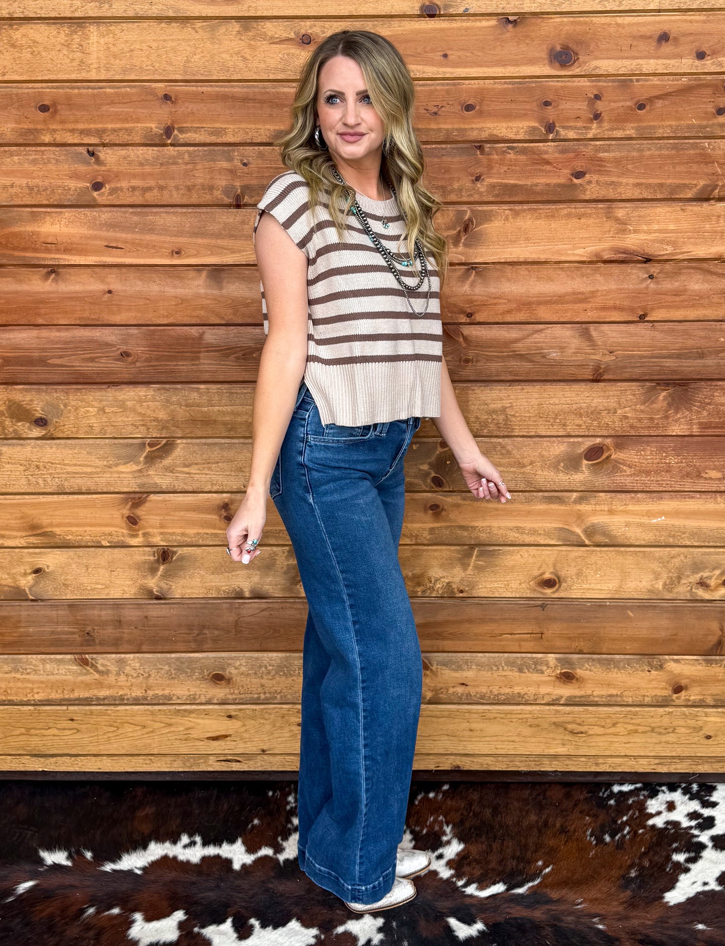 Cowgirl Basic Striped Sweater Top