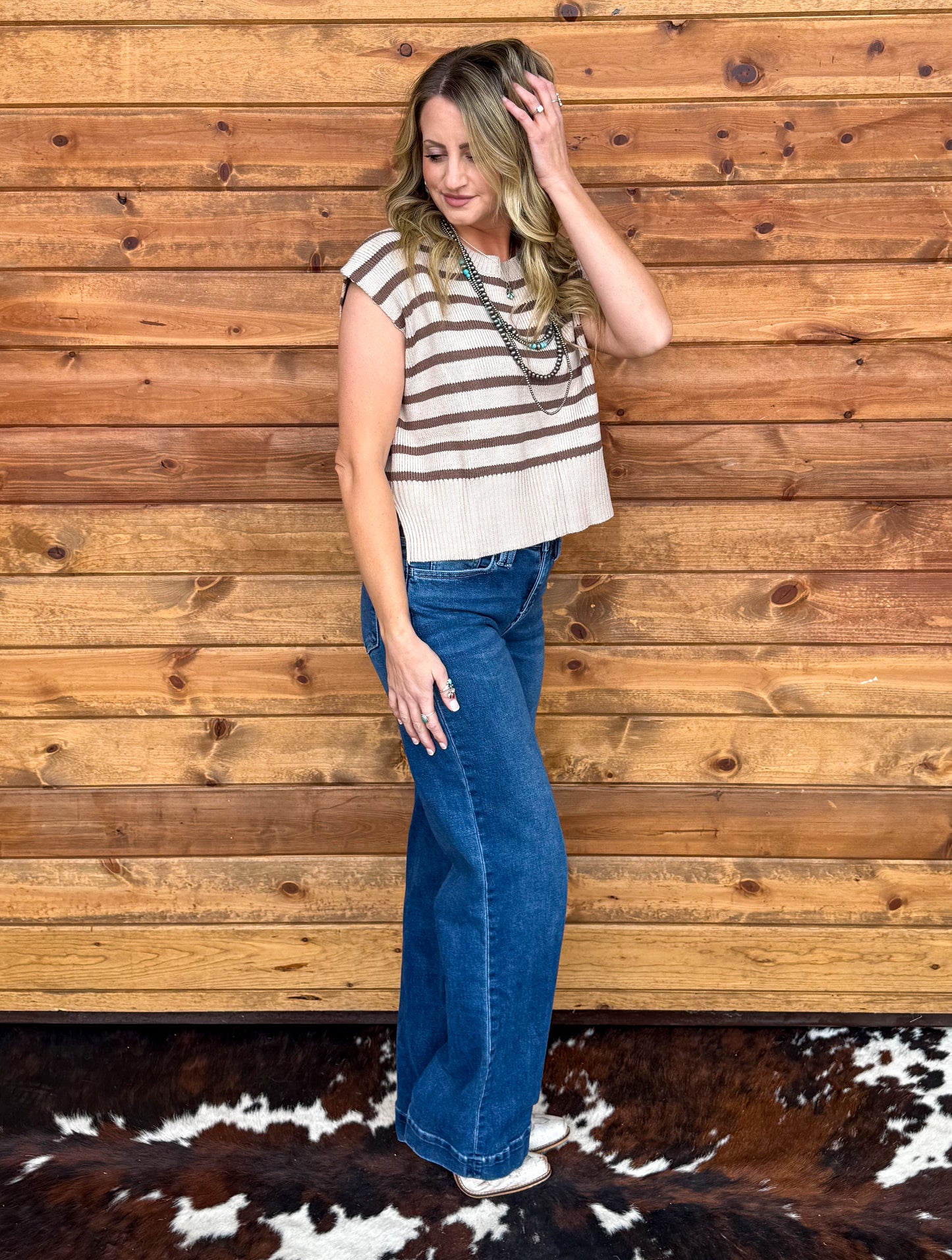 Cowgirl Basic Striped Sweater Top
