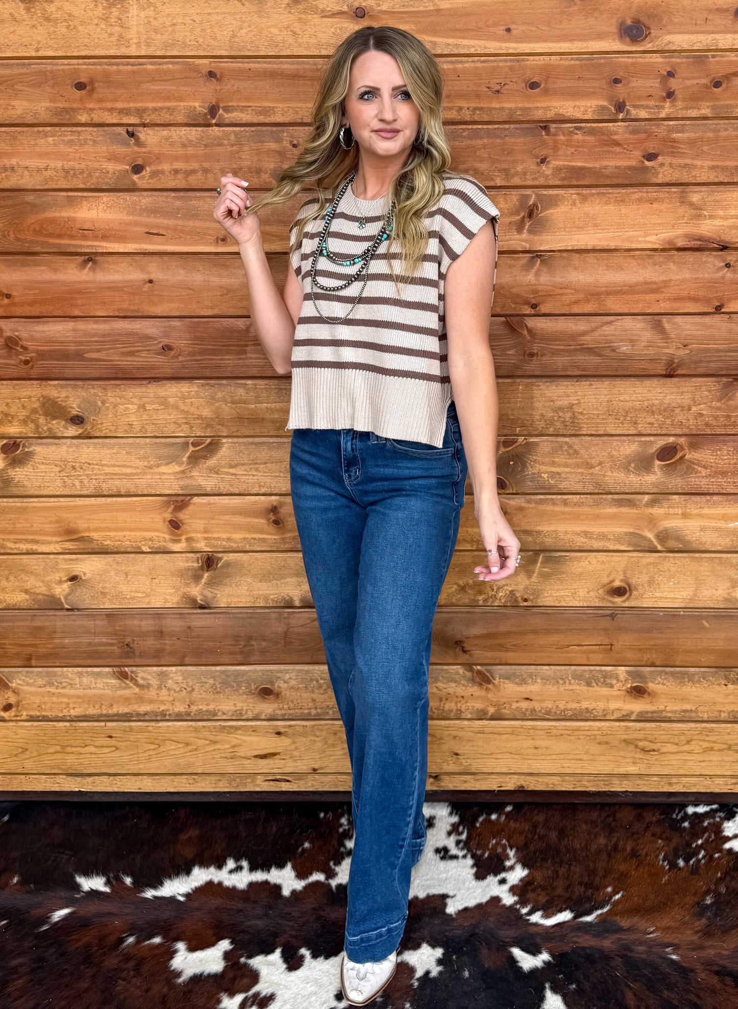 Cowgirl Basic Striped Sweater Top