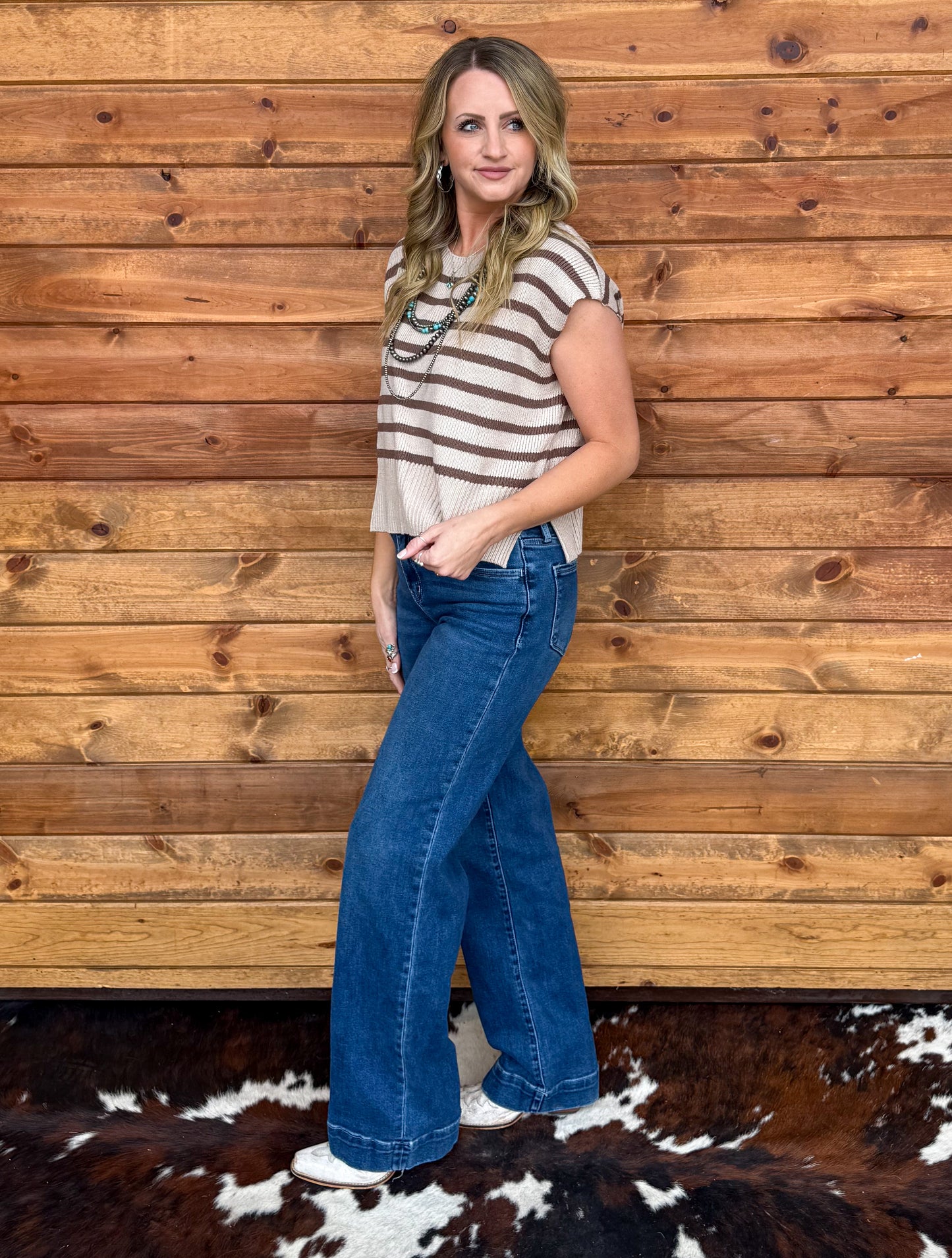Cowgirl Basic Striped Sweater Top