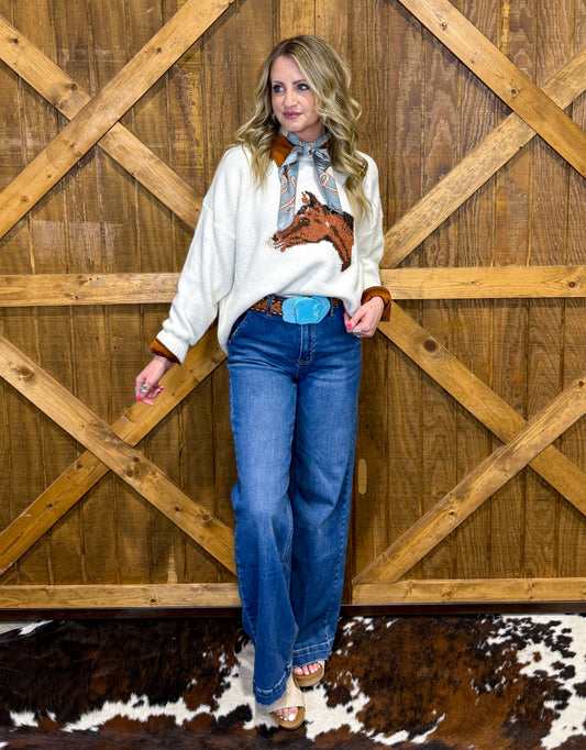 Snowy Horses Sweater