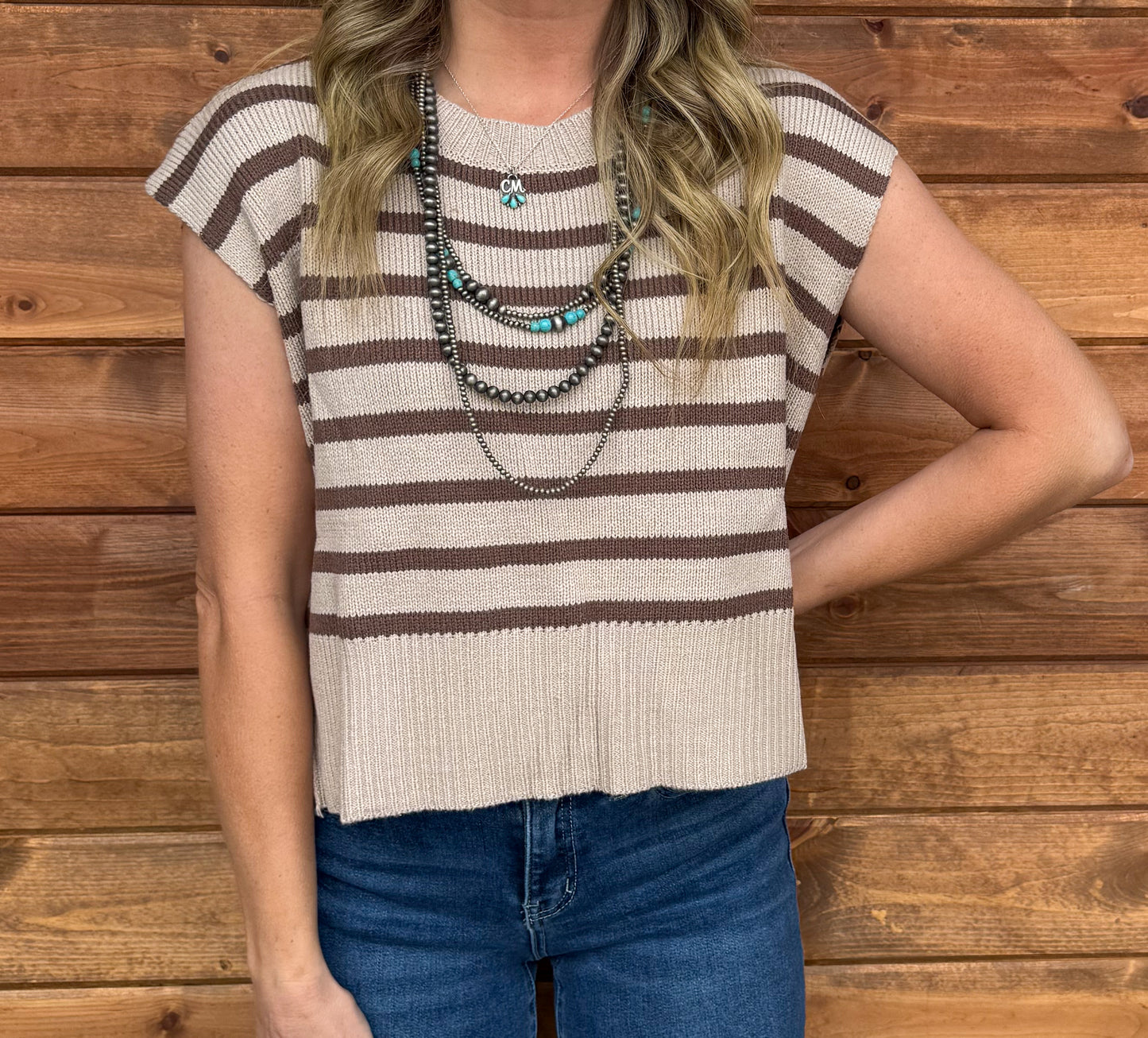 Cowgirl Basic Striped Sweater Top