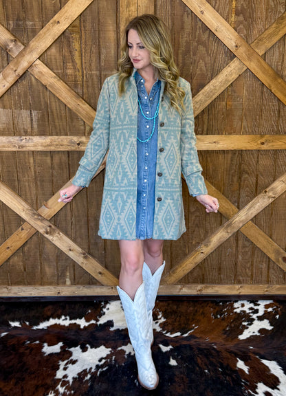 Cowgirl Aztec Coat *Jade