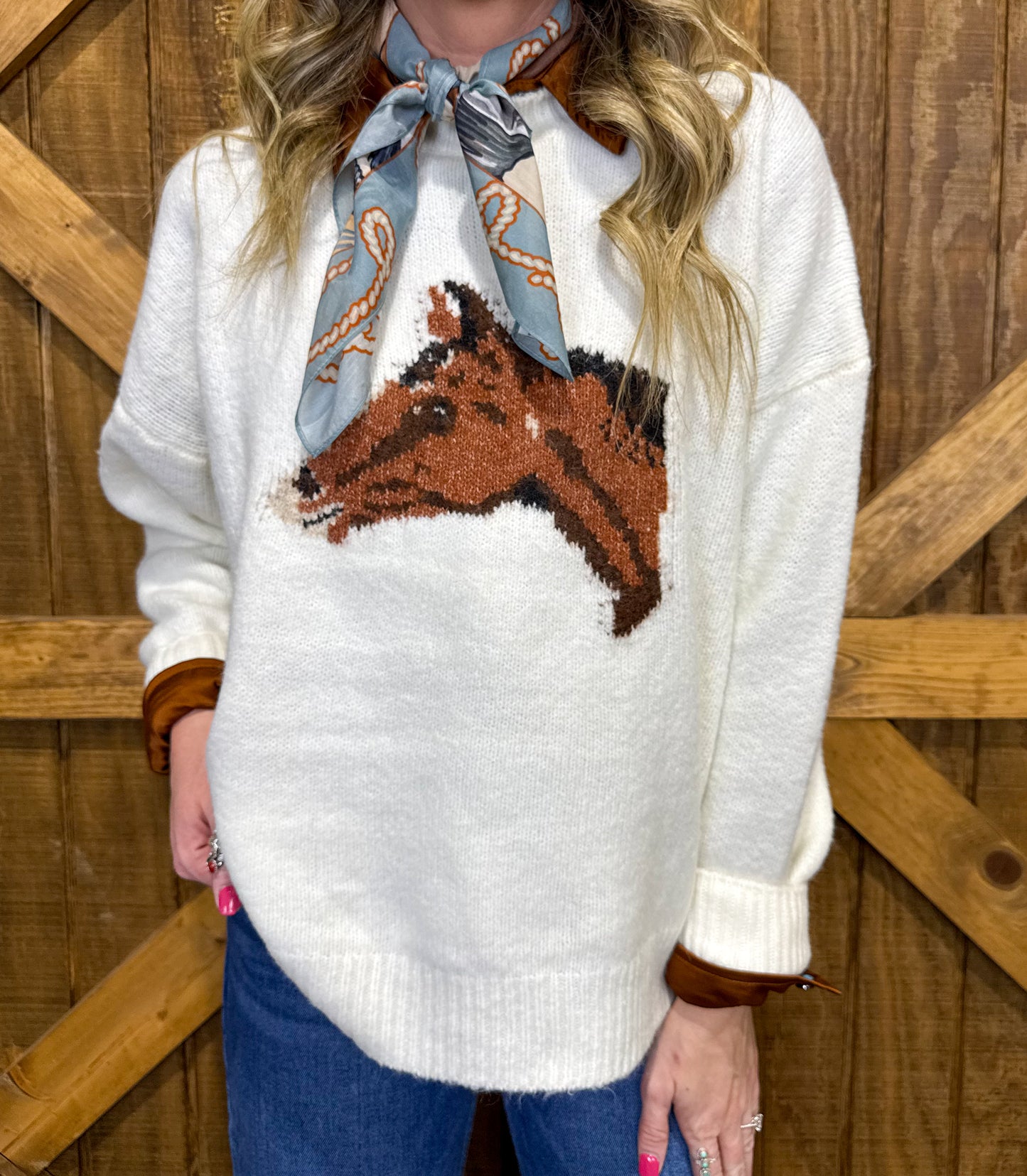 Snowy Horses Sweater