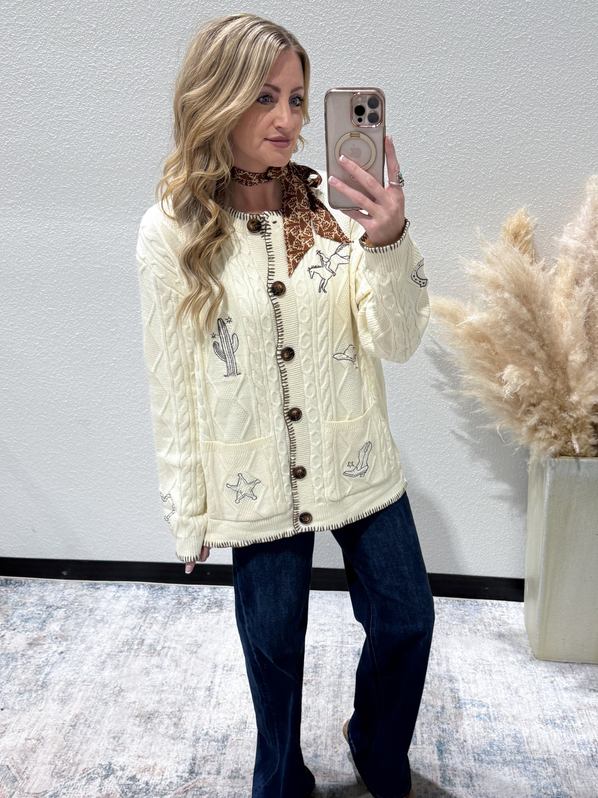 Western Ranch Embroidered Cardigan