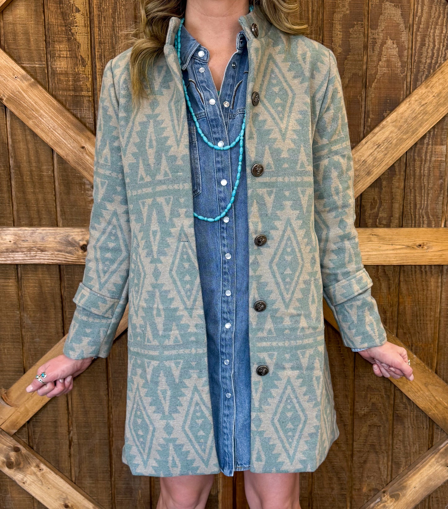 Cowgirl Aztec Coat *Jade