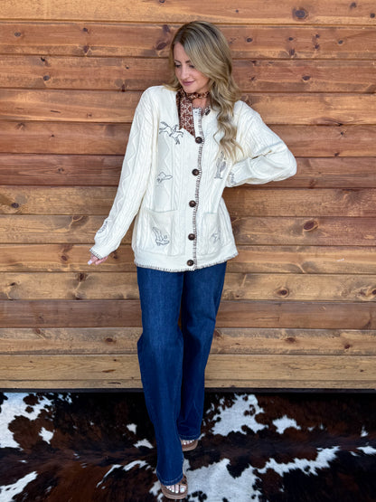 Western Ranch Embroidered Cardigan