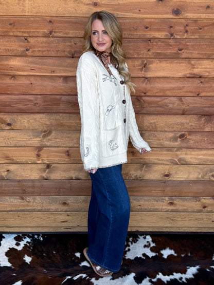Western Ranch Embroidered Cardigan