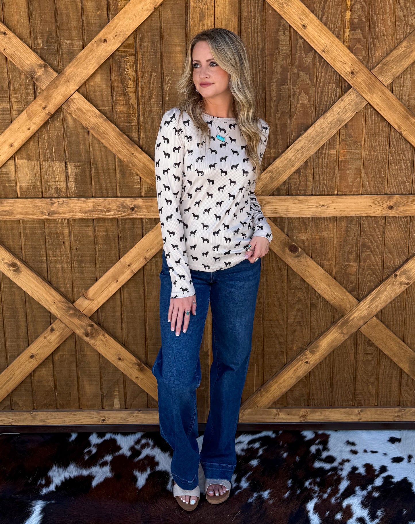 Horses Ribbed Long Sleeve
