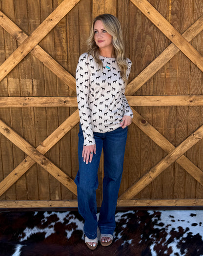 Horses Ribbed Long Sleeve