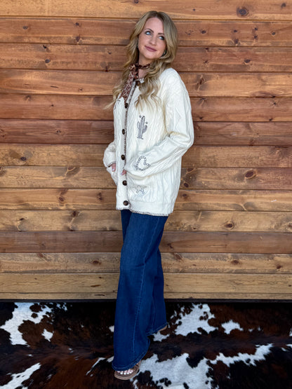 Western Ranch Embroidered Cardigan