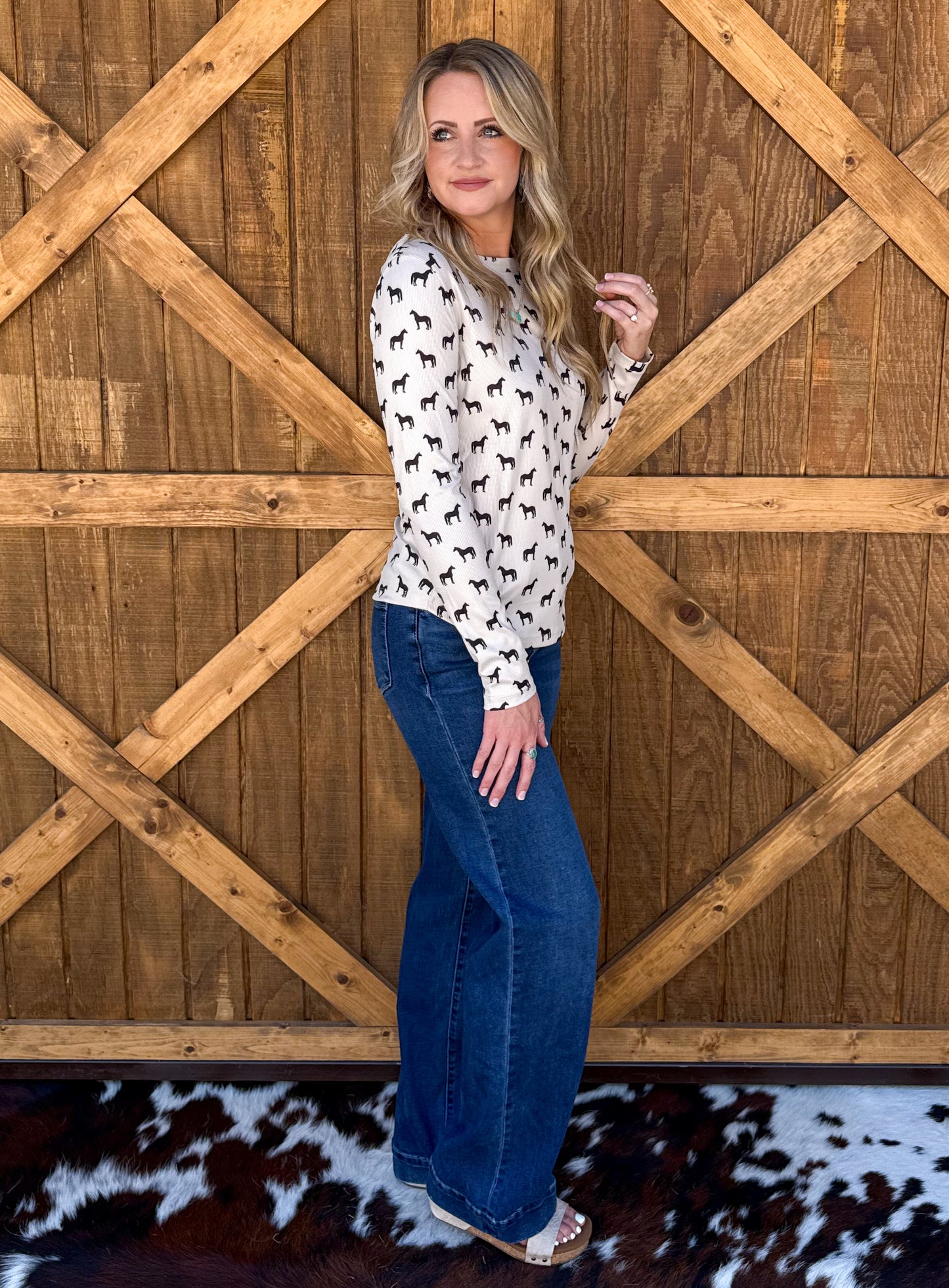 Horses Ribbed Long Sleeve