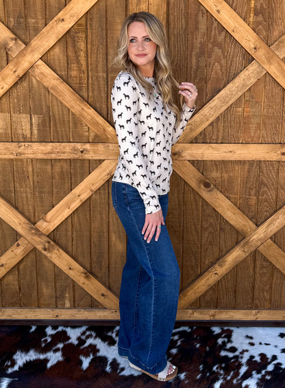 Horses Ribbed Long Sleeve