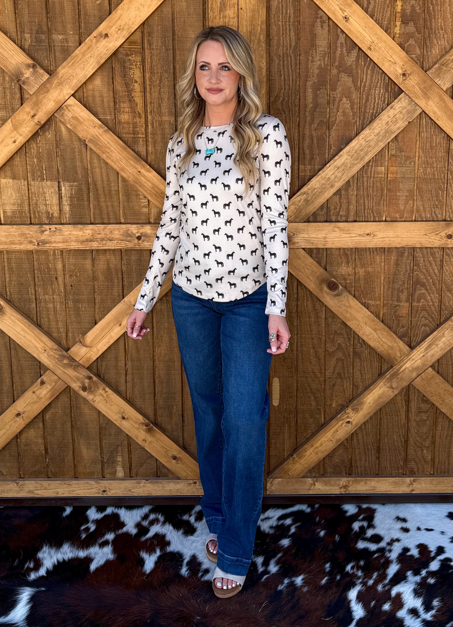 Horses Ribbed Long Sleeve