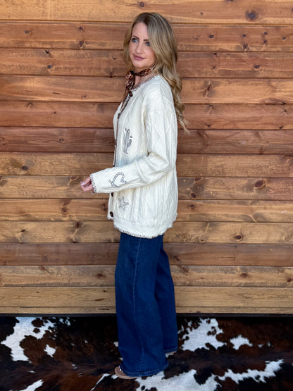 Western Ranch Embroidered Cardigan