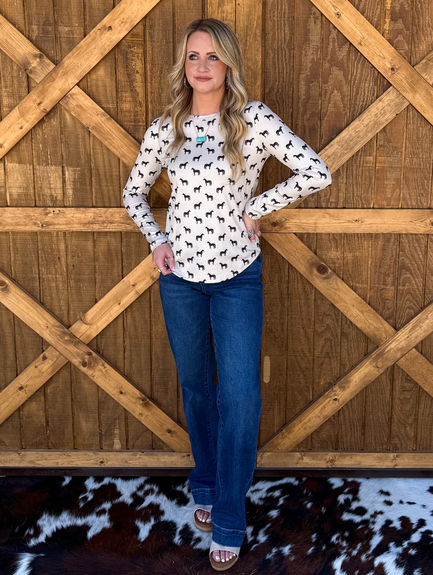 Horses Ribbed Long Sleeve