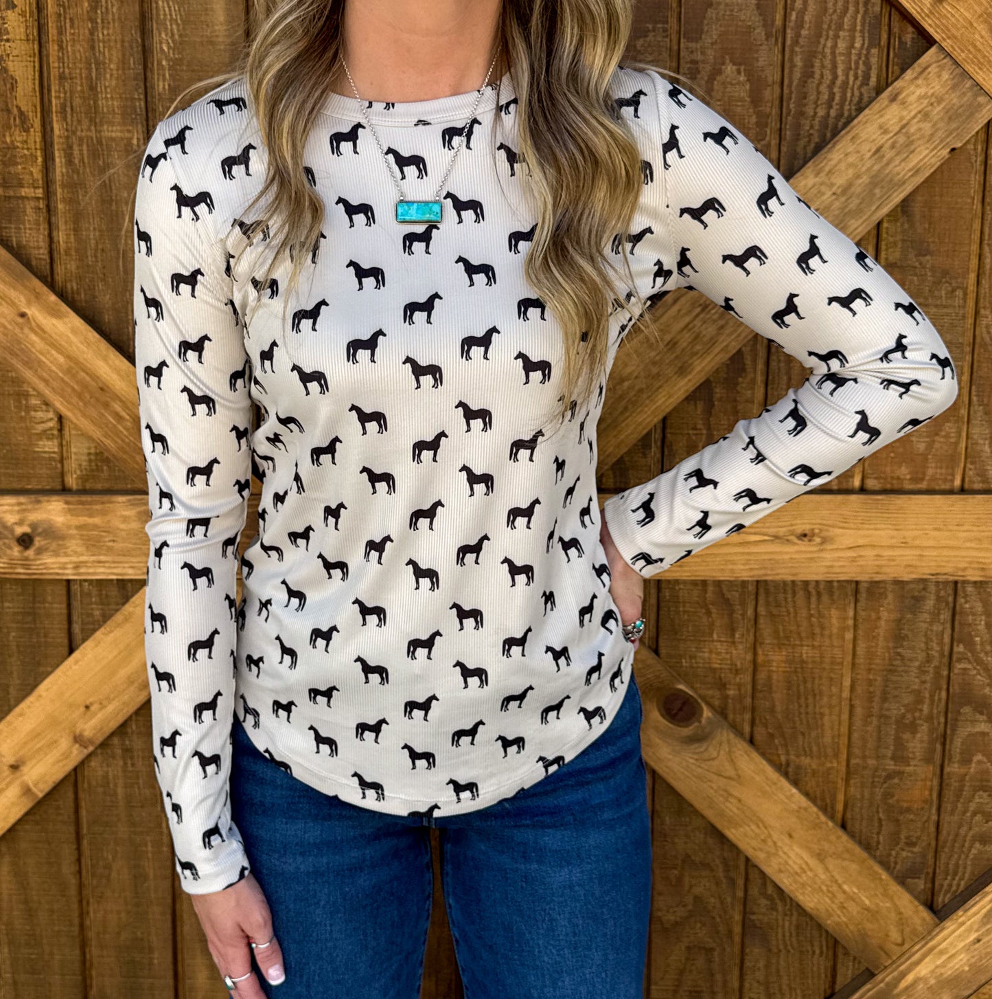 Horses Ribbed Long Sleeve