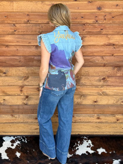 Yeehaw Boot Stitch Denim Top