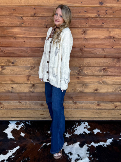 Western Ranch Embroidered Cardigan