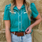 Cowgirl Pearl Snap Top *Turquoise