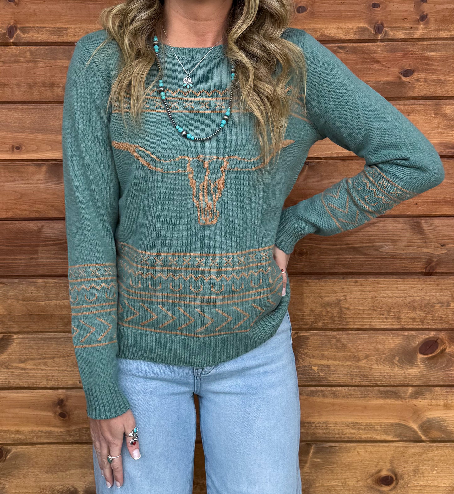 Longhorn Sweater *Aqua