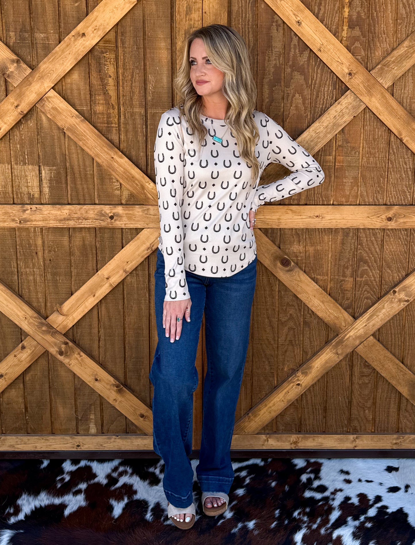 Horseshoe Ribbed Long Sleeve