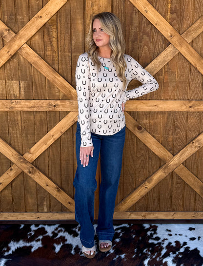 Horseshoe Ribbed Long Sleeve