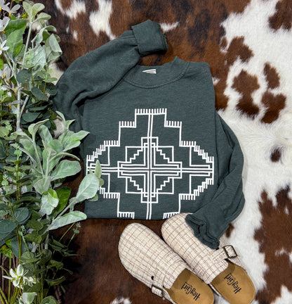 Aztec Puff Print Sweatshirt